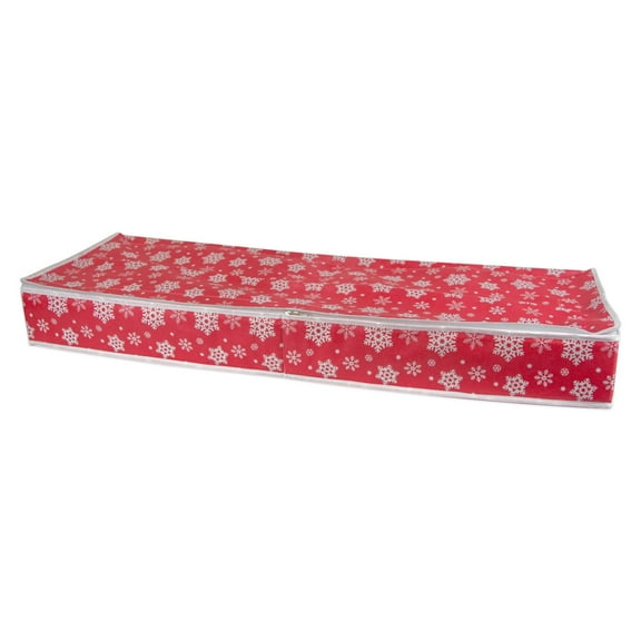 DII 13.5" Modern Fabric Wrap Paper Snowflake Storage in Red and White