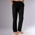 thumbnail image 2 of LNWUY Mens Big and Tall Casual Pants Straight Leg Drawstring Elastic High Waist Loose Comfy Trousers with Pockets Black L, 2 of 4