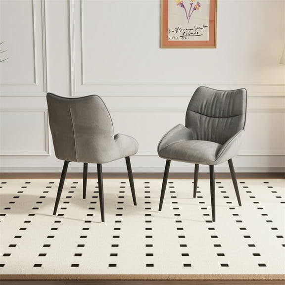 Xukmct Pack of 2 Velvet Dining Chair with Metal Legs, Upholstered Side Chair for Living Room, Dining Room, Office, Gray