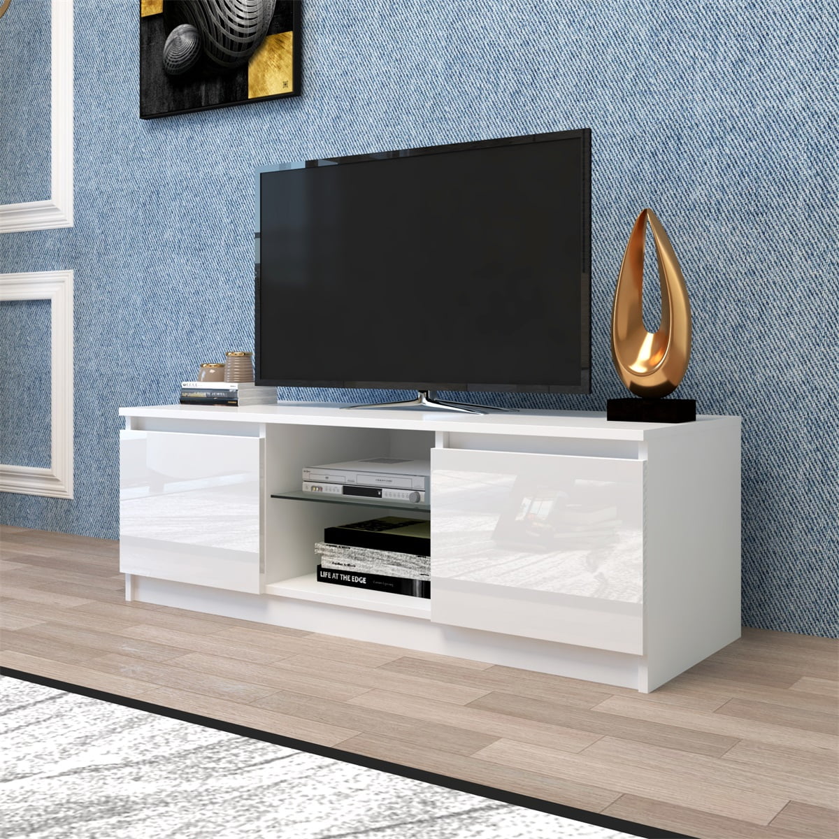 Lowestbest Modern TV Stand for TVs up to 65", LED Entertainment Center w/12 Colors, Remote Control Lights Lowestbest Modern TV Stand for TVs up to 65", LED Entertainment Center w/12 Colors, Remote Control Lights