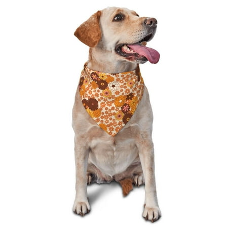 Bingfone Hippie Ditsy Floral-Washable Dog Scarf Triangle Adjustable Puppy Bandana Bib Handkerchief For Medium Large Dog Cat