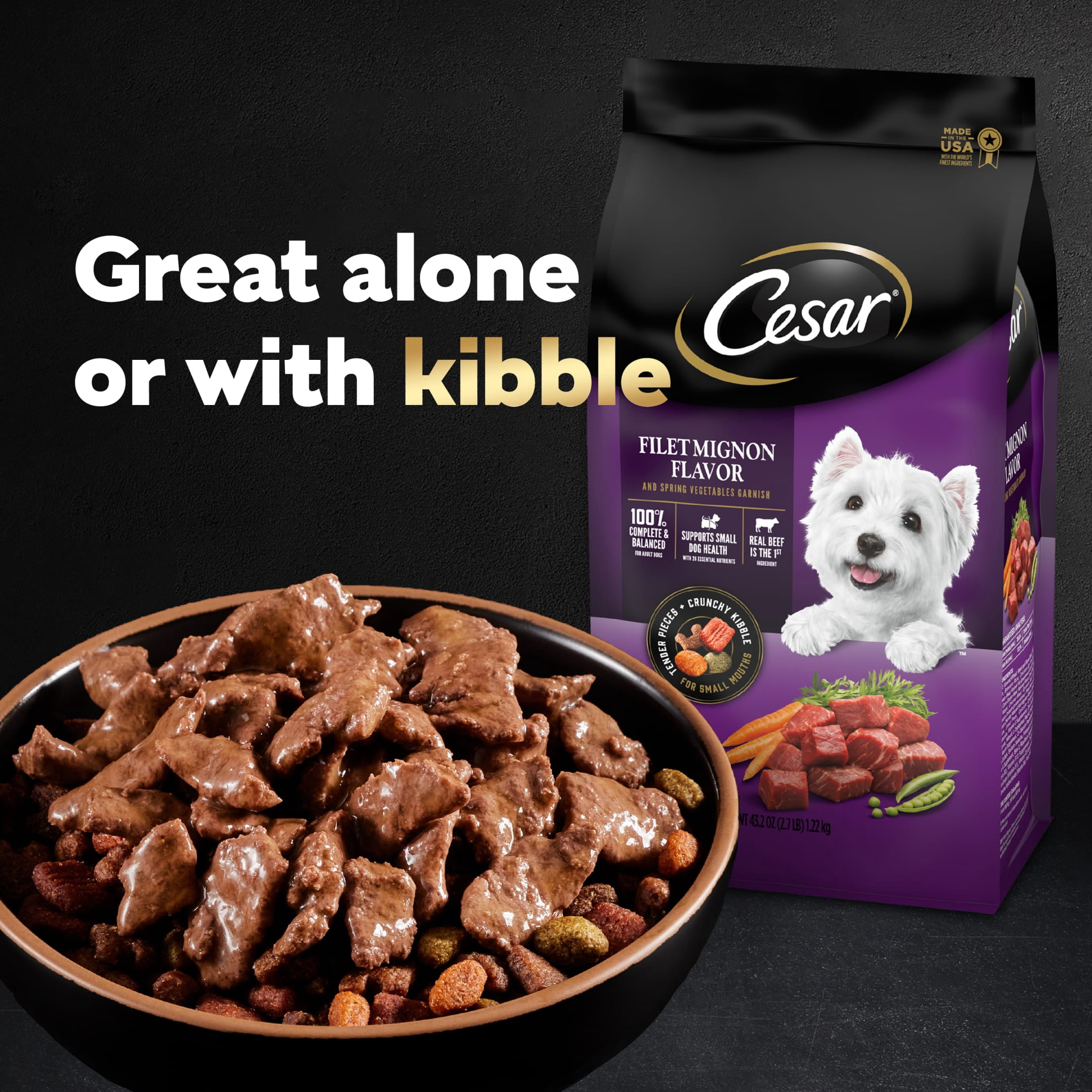 (4 pack) Cesar Filets in Gravy Poultry Flavor Variety Wet Dog Food Adult, 3.5 oz Easy Peel Trays (12 Pack)