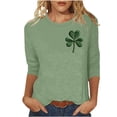 thumbnail image 1 of FAIWAD Hauts Grande Taille pour Femmes St.Patrick Manches 3/4 Col Rond Graphique Trèfle Chandail Ample Vêtements de Festival Quotidien, 1 of 4