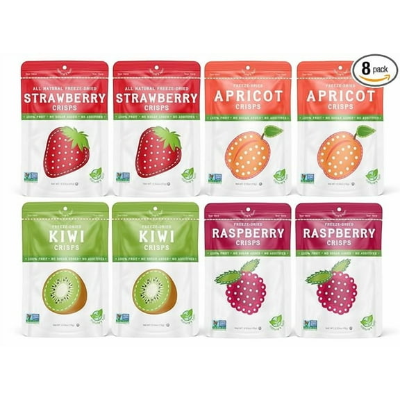 Natures Turn Freeze-Dried Fruit Crisps - SOUR Variety Pack, Pack of 8 (0.53oz Each)