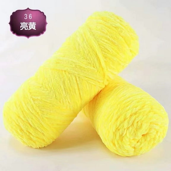 Nvzi Chenille Yarn, Crochet Yarn, 95g 1 Roll, Polyester – Soft, Warm & Skin-Friendly, Ideal for Sweaters, Scarves, Hats & Blankets, Premium Chenille Yarn for DIY Crafts,yellow