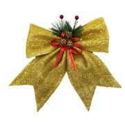 Allgala Christmas Decorative Bows For Wreath Garland Treetopper Christmas Tree (11" Lg Gold 2-Pk)-Xbw93019