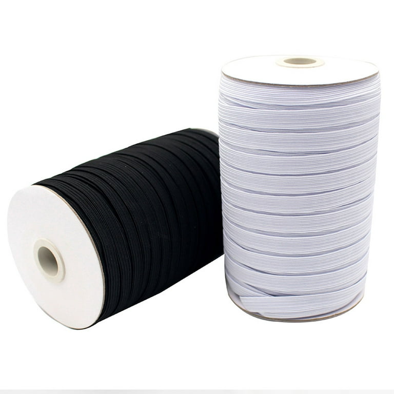 BLACK Flat Elastic 1/4 or 6mm Knitted Braided Strong Stretchy Band Washable  Cord for Sewing Masks Dressmaking Cuff DIY 