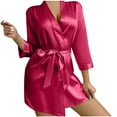 thumbnail image 6 of Ailaofu Women's Satin Robe Short Silky Robes Lightweight Kimono Brides Bathrobes Sleepwear, 6 of 7
