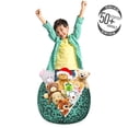 thumbnail image 3 of Damask Storage Toy Bag Chair, Baroque Style Foliage Ornament with Rococo Curves and Renaissance Elements, Stuffed Animal Organizer Washable Bag, Small Size, Sea Green and Black, by Ambesonne, 3 of 3
