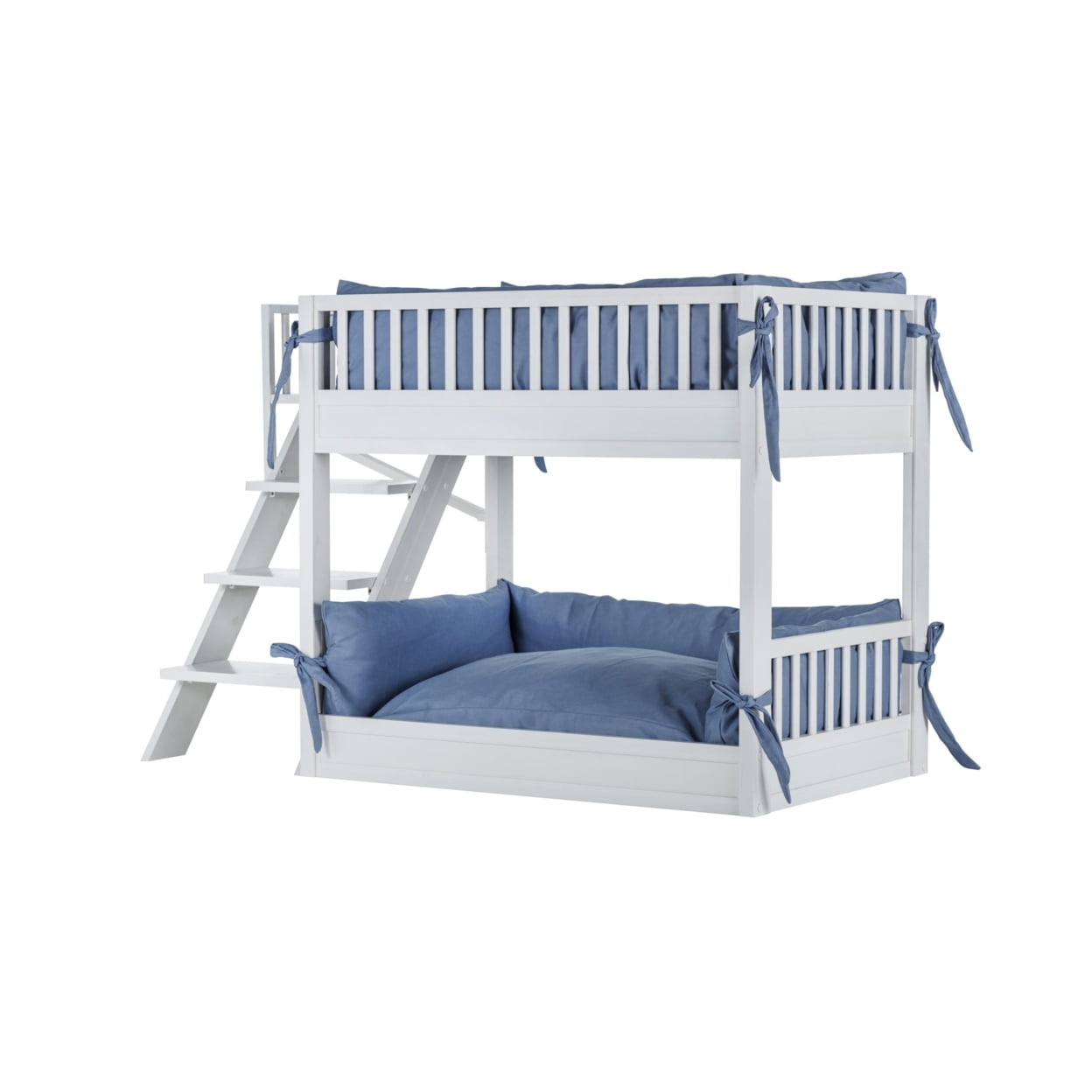 `New Age Pet ECOFLEX Aspen Dog Bunk Bed in Antique White, Two Memory Foam Cushions