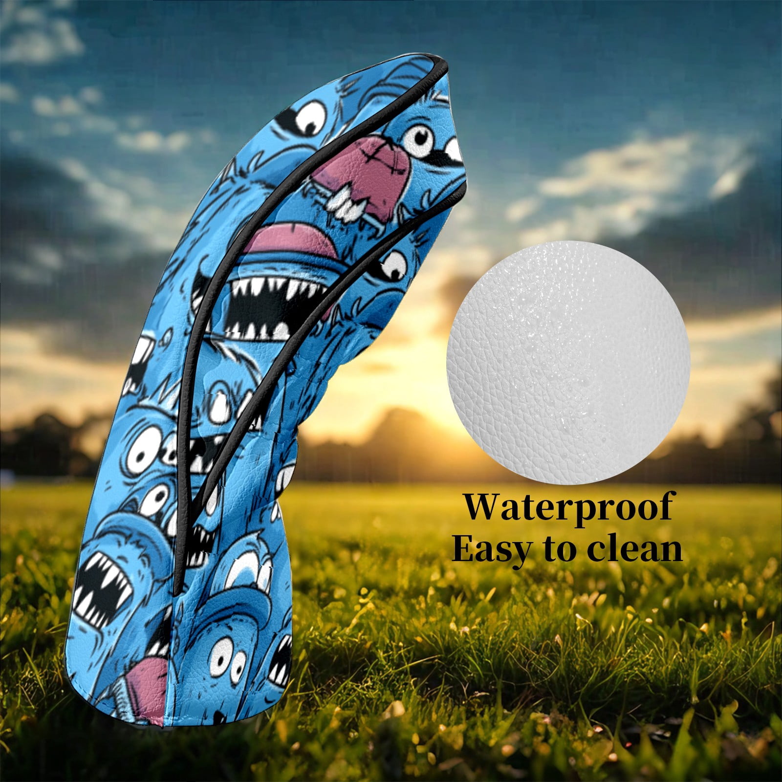 Golf Club Head Covers Funny Monster Premium Plush Velvet Lining, Waterproof Golf Headcovers Driver & Fairway Woods for Scratch Protection Novelty Gift for Men & Women