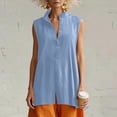 thumbnail image 6 of TGSLY Women's Mandarin Collar Tank Tops Lightweight Soft V Neck Button-Down Sleeveless Shirts Oversized Fit High-Low Hem Solid Color Tunic Blouses XXL, 6 of 10