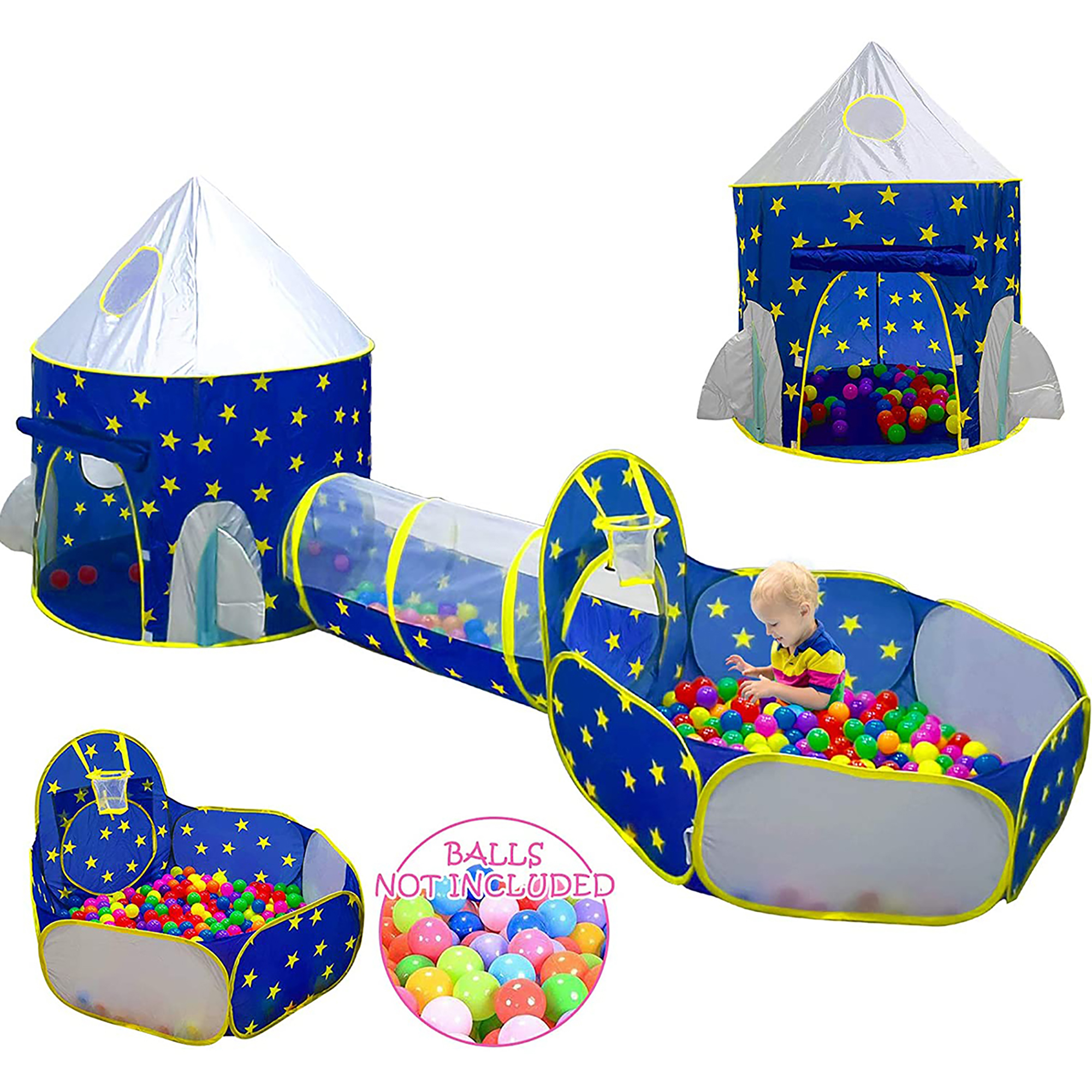 3pc Kids Play Tent Pop up Kids Games Tents with Tunnel and Ball Pit for