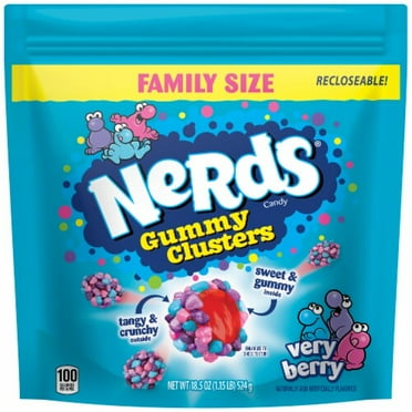 2X - NERDS Gummy Clusters Very Berry Crunchy And Gummy Candy Bag