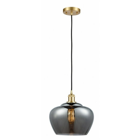 516-1P-SG-G93-L Innovations Lighting Fenton - 1 Light Cord Hung Mini Pendant In Industrial Style-11 Inches Tall and 11 Inches Wide-Satin Gold