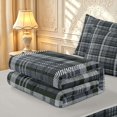 thumbnail image 6 of Manfei Modern Checkered Zipper Queen Comforter Set with Fitted Sheet and 2 Pillowcases,Geometric Check Art Zipper Bedding Set,Gray,Light Gray Reversible,4pcs, 6 of 8