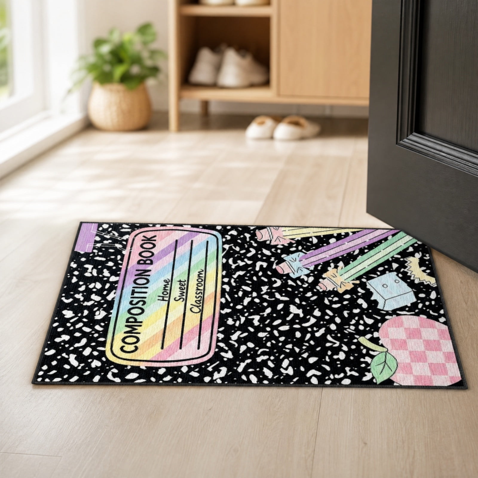 Crayon Clas*sroom Rug Elementary, Back to Sc*hool Colored Notebook Cla*ssroom Decor Educational Area Carpet for Presch*ool Kinder*garten Learning Space Playroom Nursery