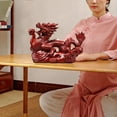 thumbnail image 2 of Dragon Ornament Chinese Feng Shui Dragon Statue Lucky Wooden Animals Figurine for Office Home Decoration-Red,12cm, 2 of 8