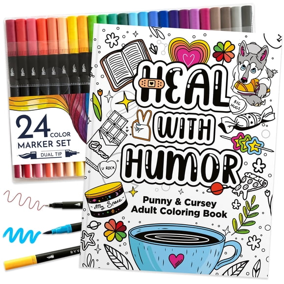 Set de libros para colorear RYVE Adult Relaxation con rotulador para mujer