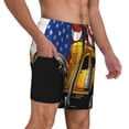 thumbnail image 2 of Naloa American Truck Print Men Swim Trunks with Compression Liner ,Board Shorts,Men's Swim Shorts with Drawstring and Elastic Waistband-Medium, 2 of 6