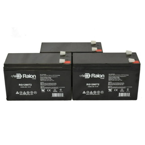 Raion Power 12V 9Ah Replacement UPS Backup Battery for Best Technologies LI 1425 - 3 Pack