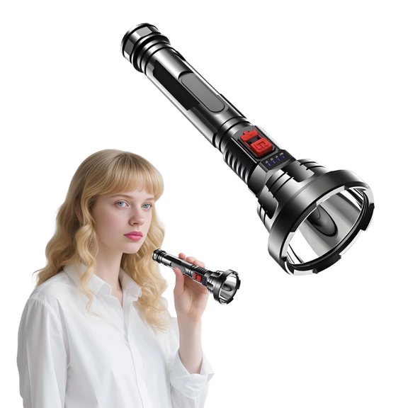 HIBIBUD Flashlights High Lumens,All-Aluminum Reflector Flashlight Rechargeable,Three Levels of Dimming Led Flashlight,Black1