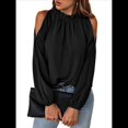 thumbnail image 1 of Blusas Elegantes e Informales para Mujer, con Hombros Descubiertos, Cuello con Volantes, Camisas de Moda de Otoño para el Trabajo Negro XXXL, 1 of 10