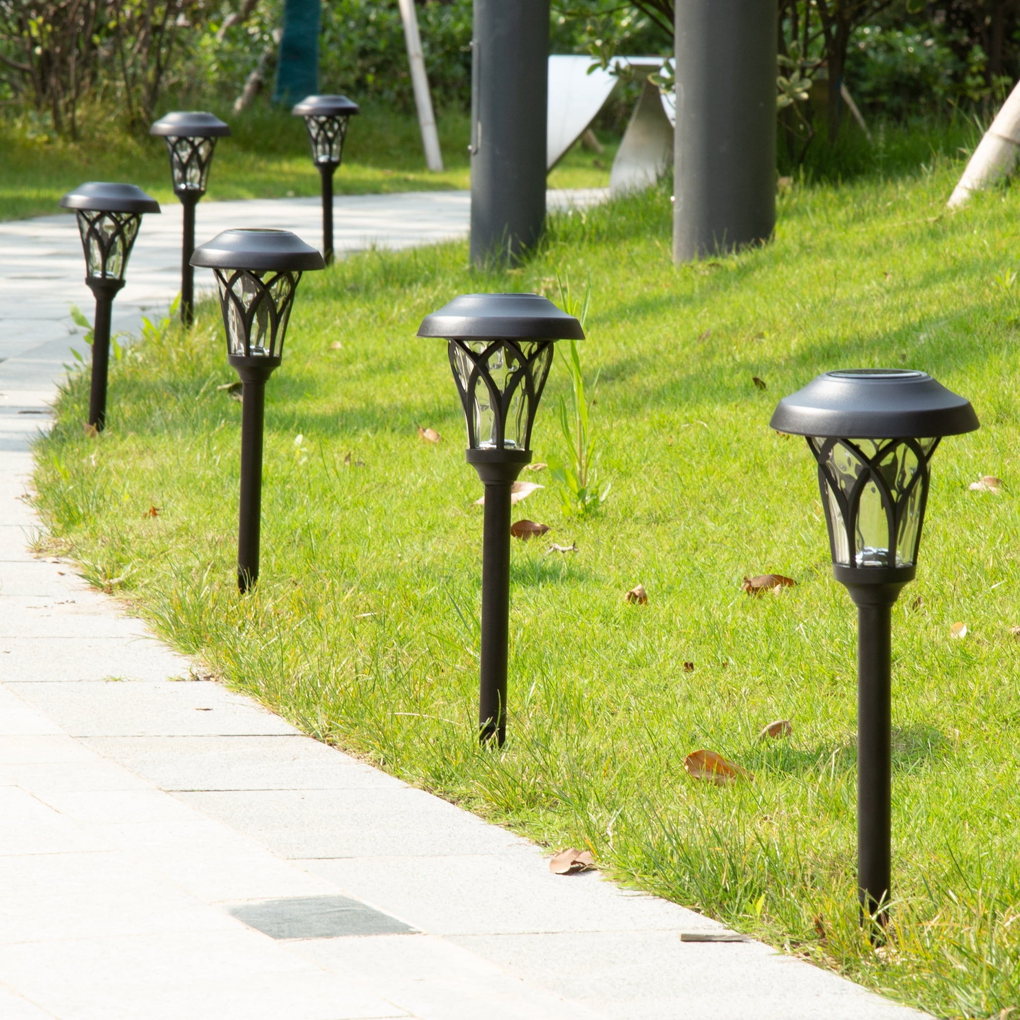 FKHouse 6-Pack Solar Pathway Lights, Landscape Lights, Metal Automatic Solar Lights