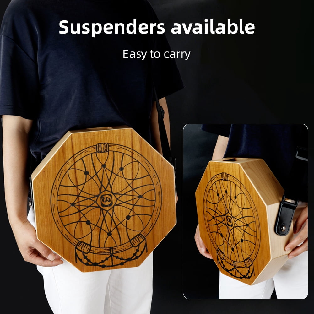 Percussion Instrument,Color Percussion With 2-tone Flat Hand Drum 2-tone Flat Percussion With Adjustable Drum Color Percussion Hand Drum Color Cajon Wooden Drum Wooden Drum 2-tone Rusuo