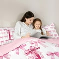 thumbnail image 4 of jejeloiu Chic Bow Ribbon 7 Pieces Bedding Comforter Set,Girls Pink Bowknot Full Bedding Set,First Letter L Fitted Sheet Flat Sheet For Girls,Super Cozy Room Decor Reversible, 4 of 8