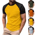thumbnail image 2 of Mens Short Sleeve Raglan T-Shirts Color Block Active Tops Moisture Wicking Quick Dry Workout Tee Crewneck Muscle Basic Fitness Running Shirts, 2 of 7