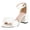 White, variant on Stylago Women's Wedding Heels Summer Colorful Chunky Block Heel Flower Sandals Open Toe Leather Trendy Pumps with Ankle Strap Size 6 Black