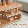 thumbnail image 4 of 43.3" Coffee Table, 3-Tier Modern Center Unit with Storage, Large Wood Rectangle Table for Living Room, Office, Apartment (Retro Wood Grain), 4 of 9