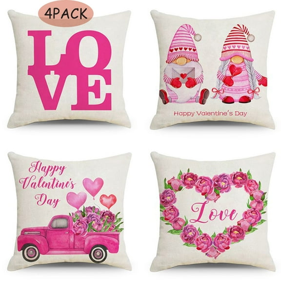 Valentines Day Pillow Covers decor 4 Pack 18*18inch, Fuwaxung Valentine's Day Pillow Cover case Ornaments Sofa Car for Home Indoor Decorations