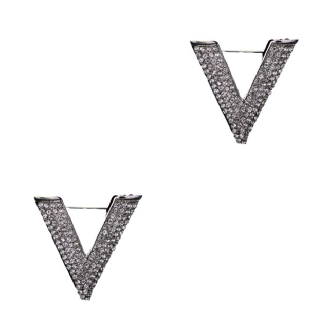 Thinsony 1/2/3/5 Baroque Trendy V-shaped Pin - Exquisite Electroplating Process Clothes Accessories silvery 2PCS