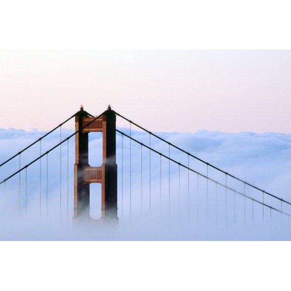 San Francisco Golden Gate Bridge Morning Fog Ca Canvas Art - Ron Watts  Design Pics (17 x 11)