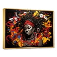 thumbnail image 2 of Designart "Street Art Woman Portrait in Red and Yellow II" People Framed Wall Art - Global Red African American Art Entryway Framed Wall Art Print, 2 of 6