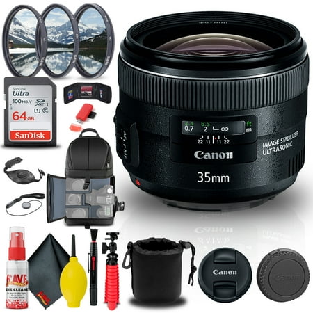 Canon EF 35mm F/2 IS USM Lens (5178B002) + Filter + BackPack + 64GB Card + More (International Version)