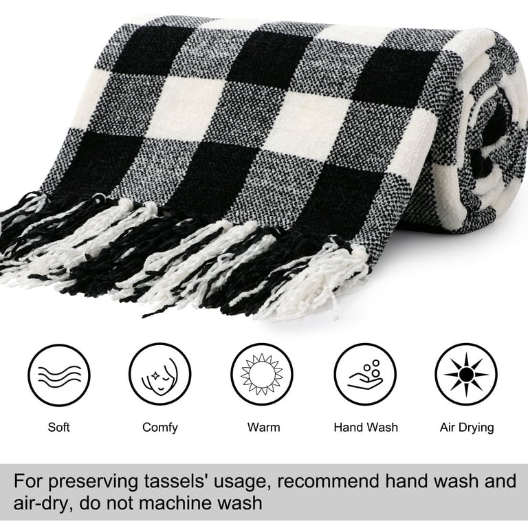 Monochrome plaid blankets sales