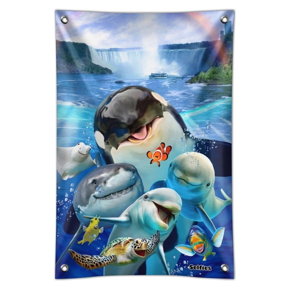 Niagara Falls New York Canada Selfie Orca Shark Dolphin Home Business Office Sign