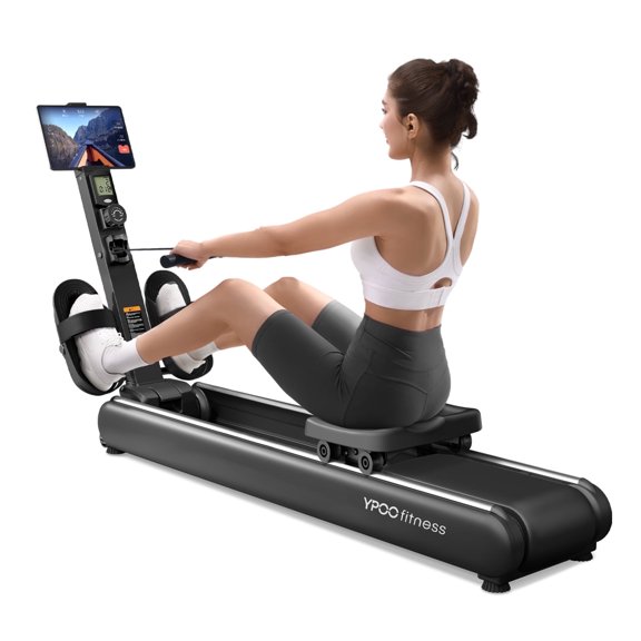 YPOO Rowing Machine, Magnetic Rower Machine for Home, 16 Levels of Quiet Resistance, Dual Slide Rail