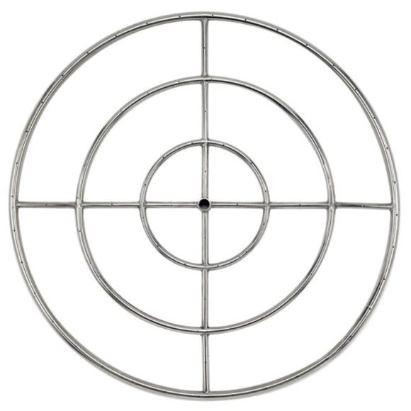 American Fireglass Triple-Ring Fire Pit Burner, 36-Inch Round | Use in Outdoor Natural Gas or Propane Fire Pit or Bowl | Durable Stainless Steel, BTU 445,000 Max.