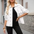 thumbnail image 3 of Jackets for Women Fall Jackets for Women 2025 Women's Cropped Fleece-Lined Denim Jacket - Distressed Details, V-Neck Casual Button Up, Autumn Winter Outerwear, 3 of 6