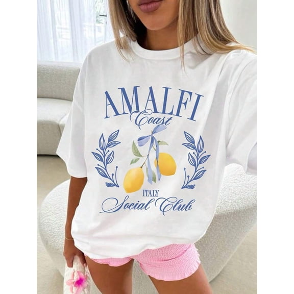 Lemon Print Pattern Summer Women's Casual T-Shirt