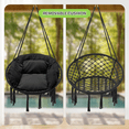 thumbnail image 5 of Magshion Hammock Chair, Hanging Swing with Macrame and Cushion, Hanging Cotton Rope Chair for Indoor Outdoor Bedroom Patio Yard Deck Garden and Porch, Max 350 lbs, Black, 5 of 8