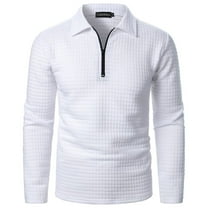Jalioing Half Zip Golf Shirt for Men Classic Casual Long Sleeve Collared Shirt Dressy Fashion Texture Tops