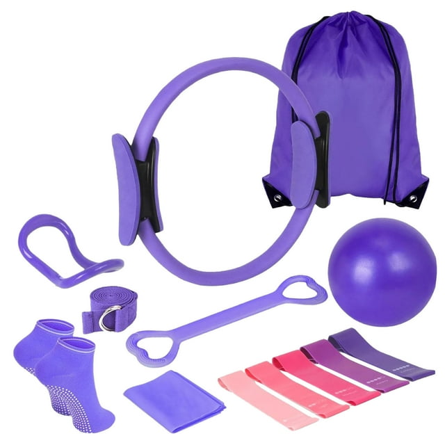 Kit de Soins pour Femmes 13 Pcs Équipement de Soins à Domicile Comprend des Bandes de Résistance aux Anneaux de Soins pour Femmes Entraînements à Domicile & Débutants Fête de Yoga Bandes Suspendues Cale de Yoga
