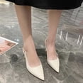 thumbnail image 6 of Ynynloco Women's Kitten Heel Slingback Low Pumps 3 Inches Stiletto Pointed Closed Toe Elegant Dressy Office Bridal Wedding Party Shoes, 6 of 9