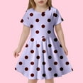 thumbnail image 2 of Toddler Girls Dresses Round Neck Short Sleeved Polka Dot Printing Dress Kids Girl Lightweight Breathable Home School Comfortable Everyday Wear Dresses，8 -9 Years, 2 of 4