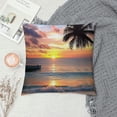 thumbnail image 2 of Orinice Sunset Palm Tree Boat Graphic Decorative Men Women Boy Girl Room Cushion Throw Pillow Cover for Home Couch Living Room Bed Sofa Pillow Case Summer Square 1PC 18x18in, 2 of 5